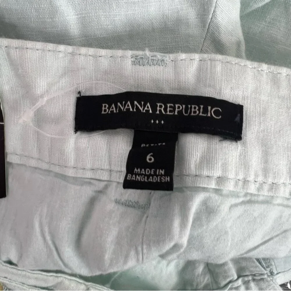 Banana Republic pants pastel mint blue Light Green Linen Trousers capri
